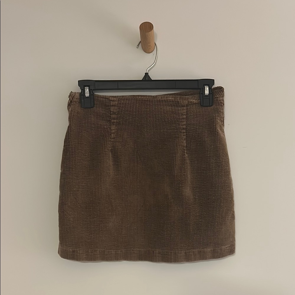 Lulu's Brown Corduroy Mini Pencil Skirt